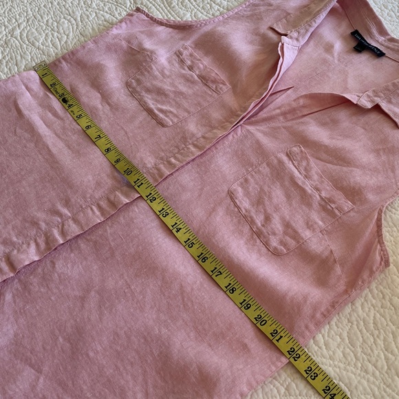 Saks 100% Linen Top Long Sleeveless Womens XL Pink Lightweight Coastal Beachy - Picture 13 of 16